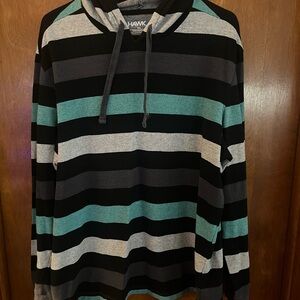 Tony Hawk Men's Hoodie - Black, Gray, Teal Stripes